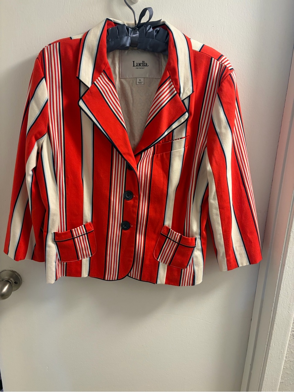 Luella for Target Striped Blazer Jacket Red White Blue Nautical Preppy XL
